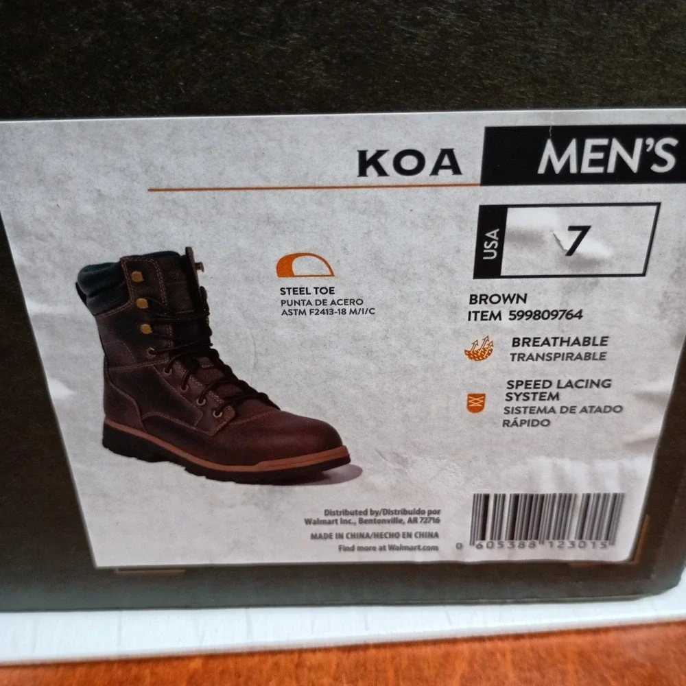 Brahma‎ Koa Mens Steel Toe Work Boots Size 7 Brown Breathable Speed Lacing NWT